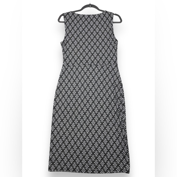 Talbots Women’s Sleeveless Black and White Geometric Print Dress Size Small 0051 - Picture 2 of 5
